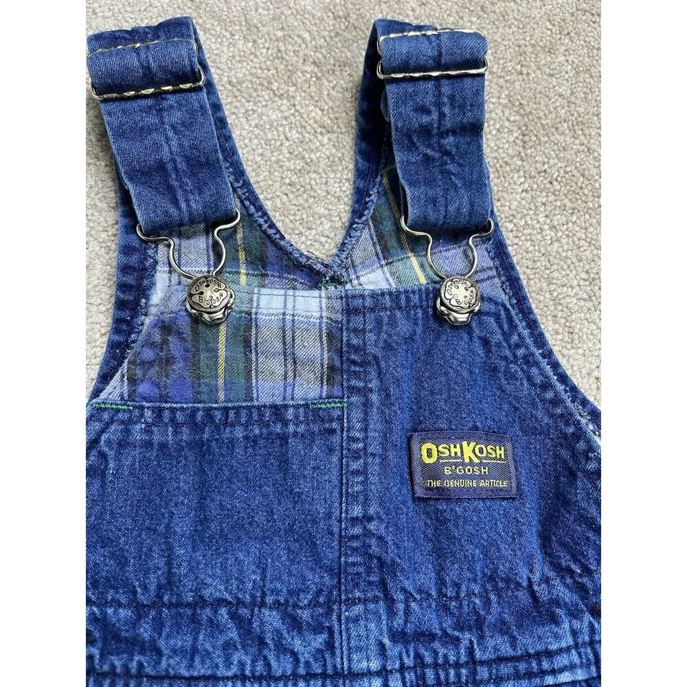 VTG 90s OshKosh B'Gosh‎ Unisex Toddler 4T Denim Overalls Vestbak Lined USA Made